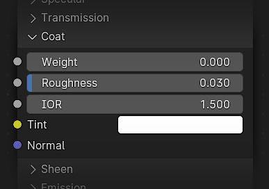 Coat in Principled BSDF in Blender 4.0