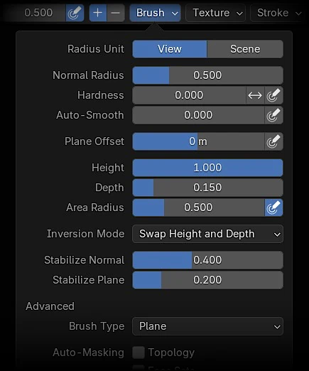Sculpt Plane Brush in Blender 4.4