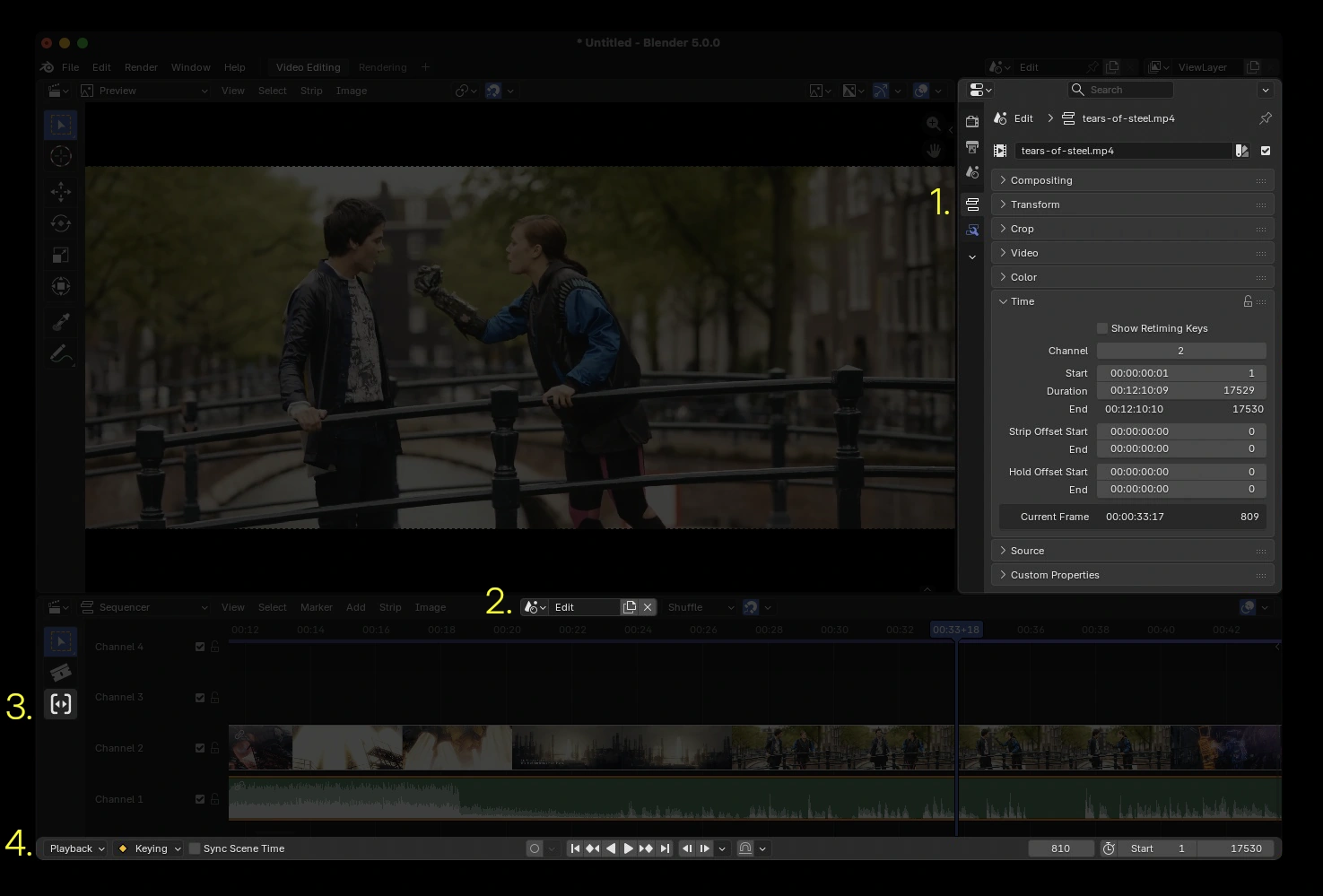 Video Sequencer UI in Blender 5.0